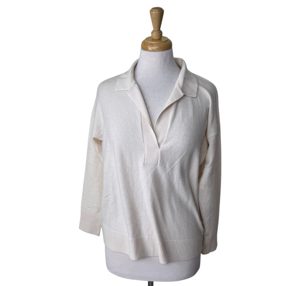 QUINCE Mongolian Cashmere Polo Sweater in Ivory Size Medium